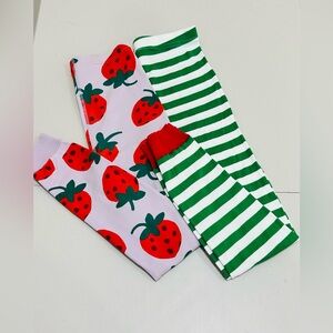 Lot of 2 Hanna Andersson Organic Cotton PJ Pants - Strawberry & Stripes Size 10